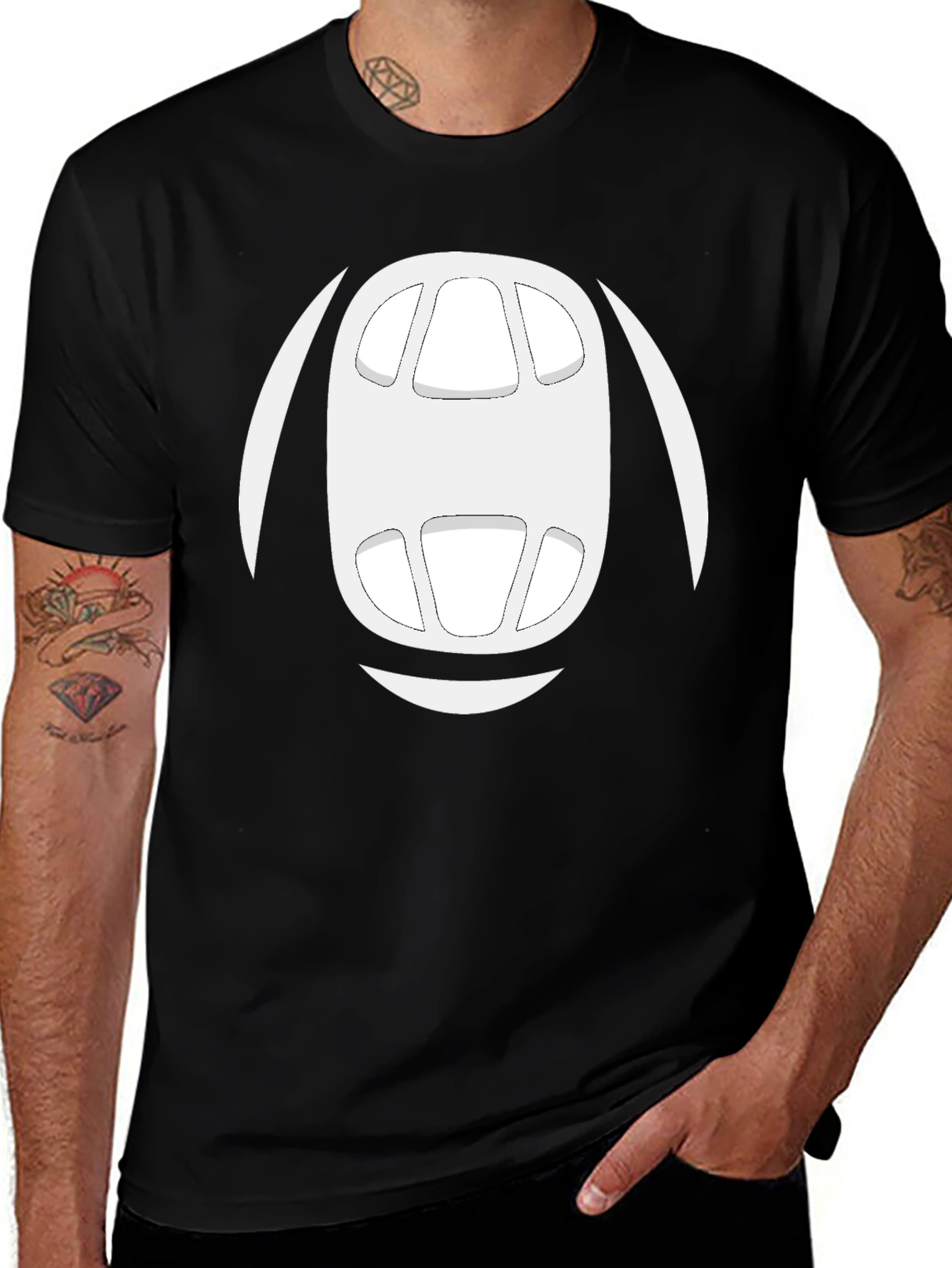 Variant 15 of Abstract Face Graphic Tee - Men's Black T-Shirt