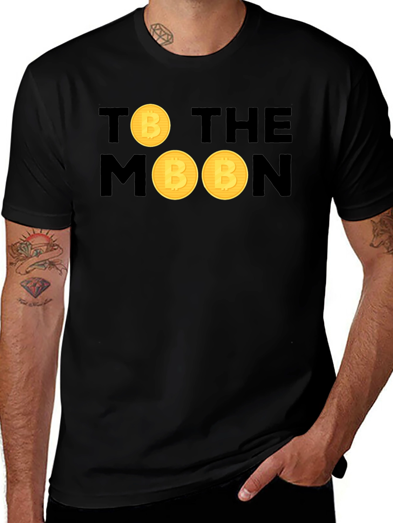 Bitcoin To The Moon Black T-Shirt Crypto