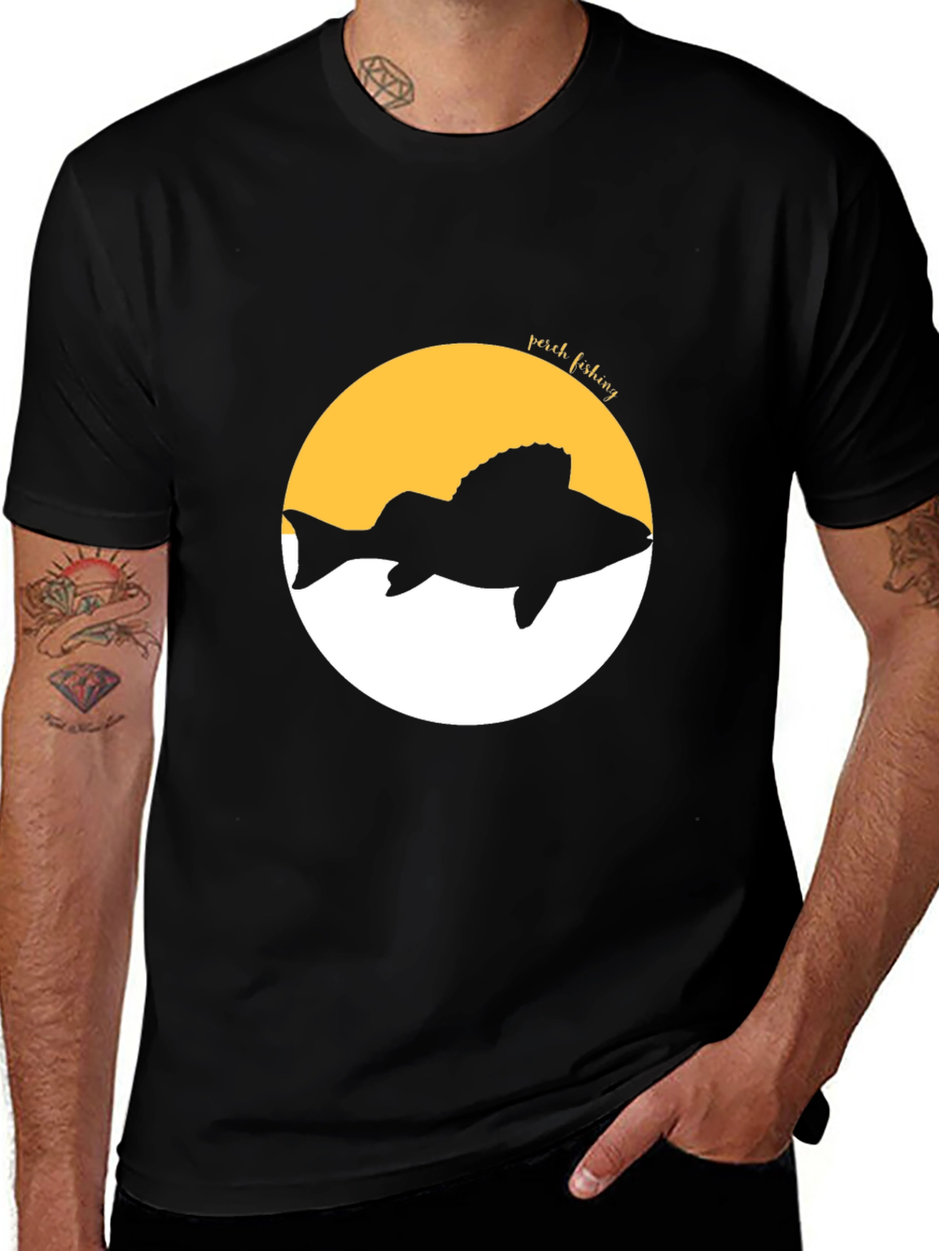 Perch Fishing Graphic Tee - Black