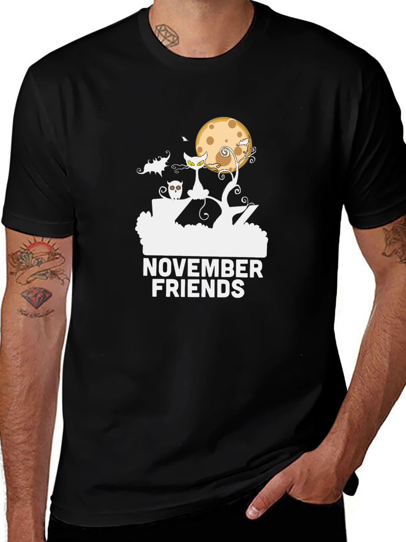 Variant 2 of November Friends Halloween Cat T-Shirt