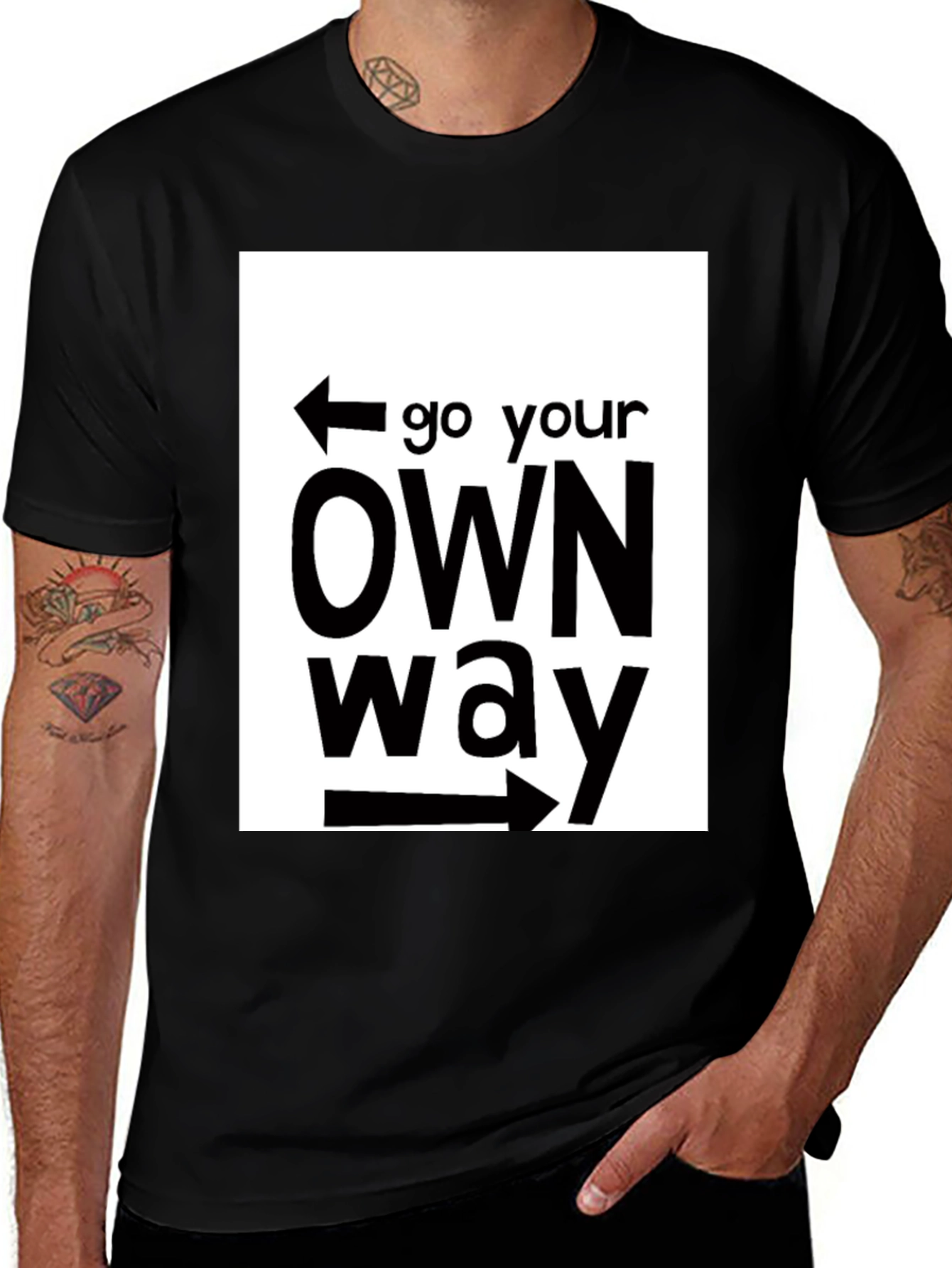 Go Your Own Way Black Graphic T-Shirt