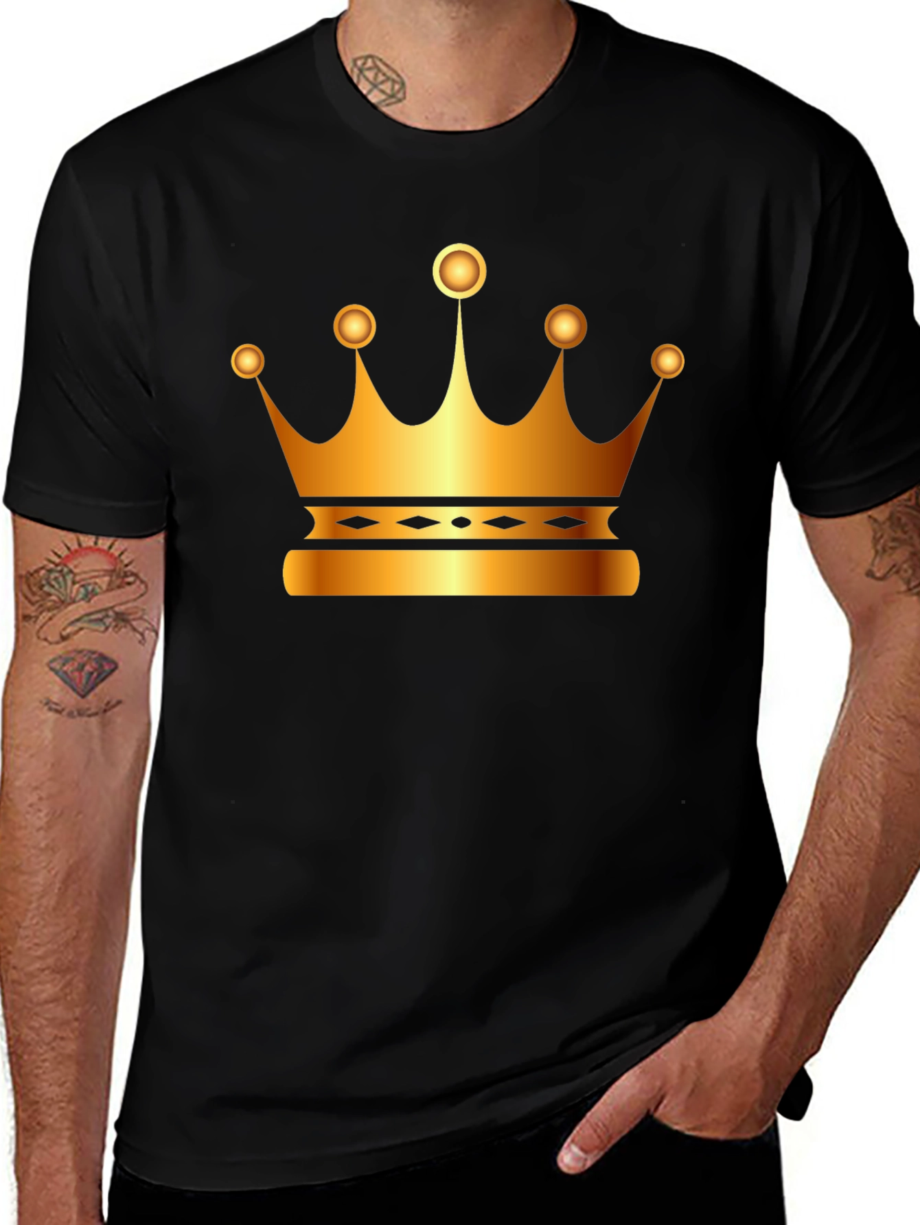 Variant 28 of Gold Crown Graphic Black T-Shirt