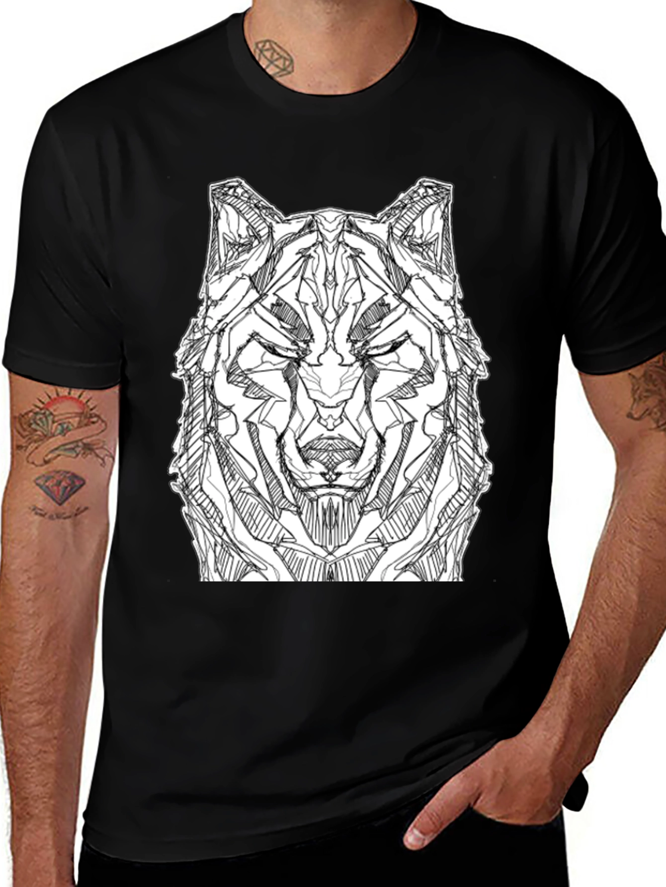 Variant 17 of Abstract Wolf Graphic Black T-Shirt
