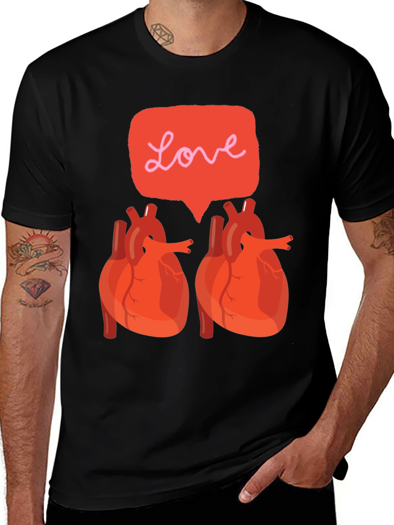 Variant 21 of Anatomical Heart Love T-Shirt - Black Graphic Tee