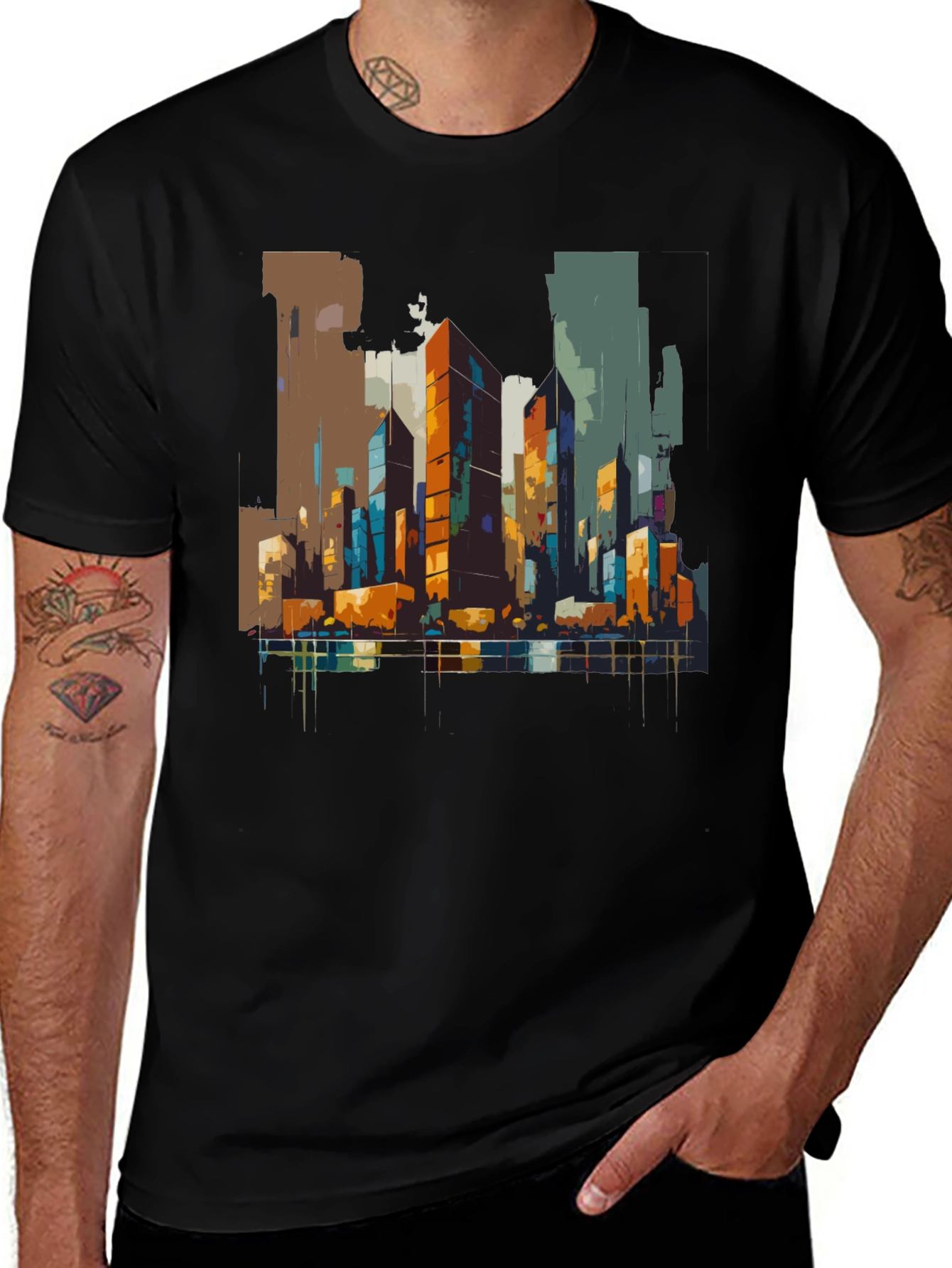 Variant 27 of Urban Canvas Tee - Abstract Cityscape Design