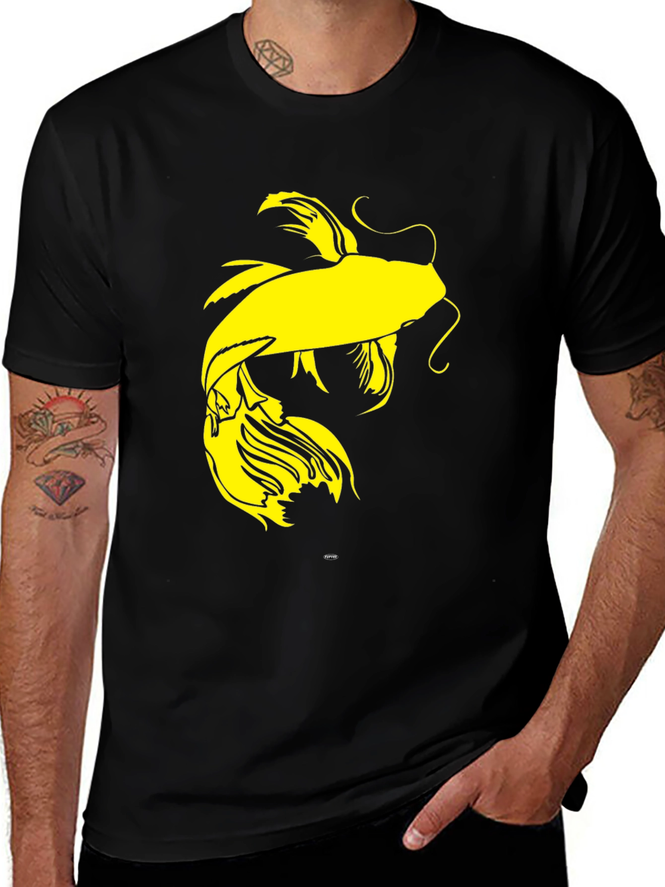 Variant 18 of Koi Fish Graphic Tee - Black Cotton Blend