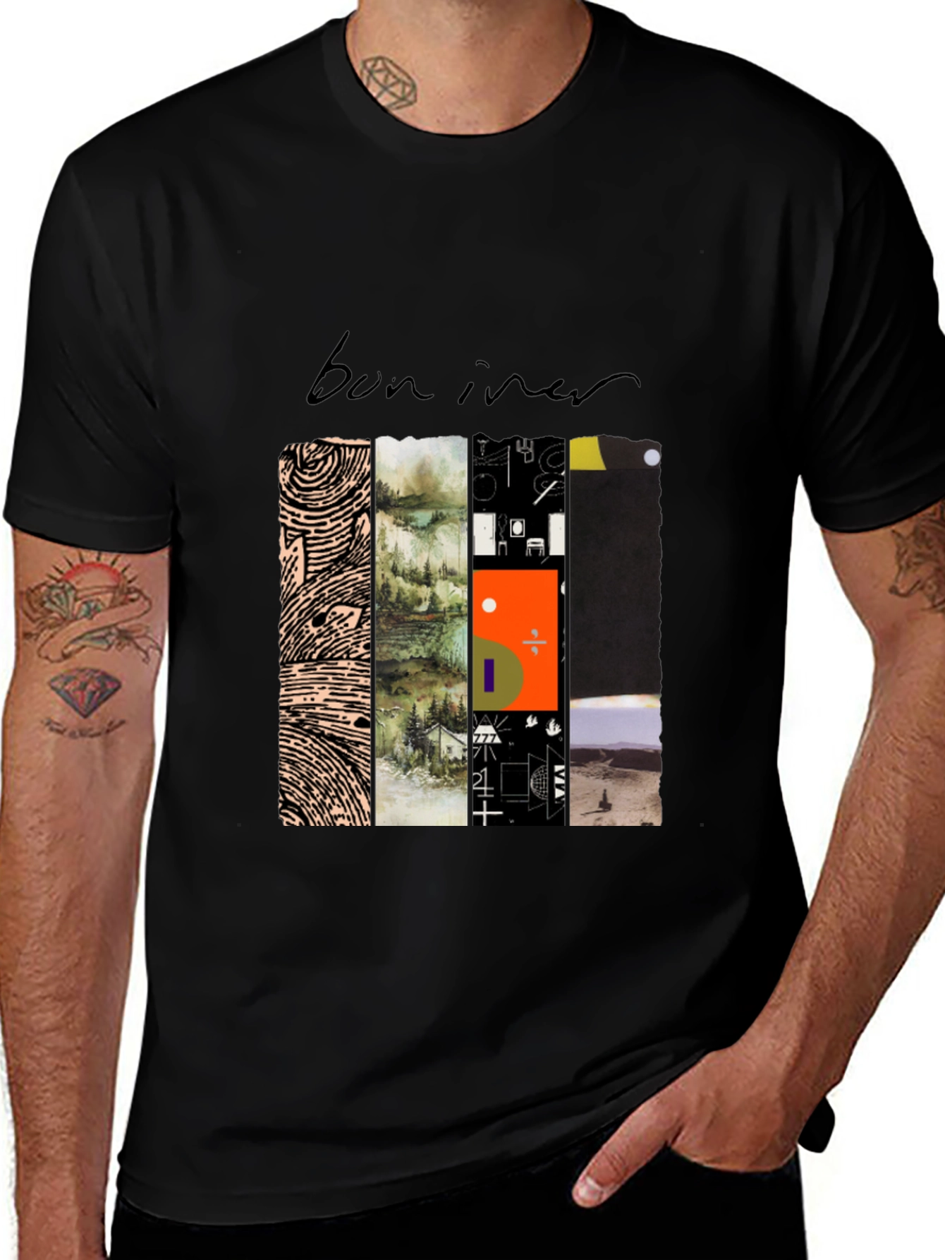 Bon Iver Album Art Black T-Shirt