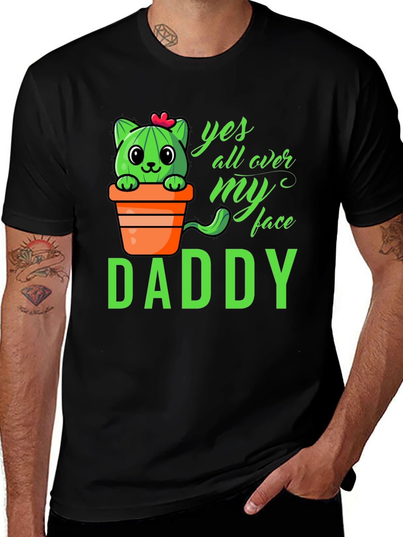 Variant 2 of Cactus Cat Daddy T-Shirt - Funny Graphic Tee