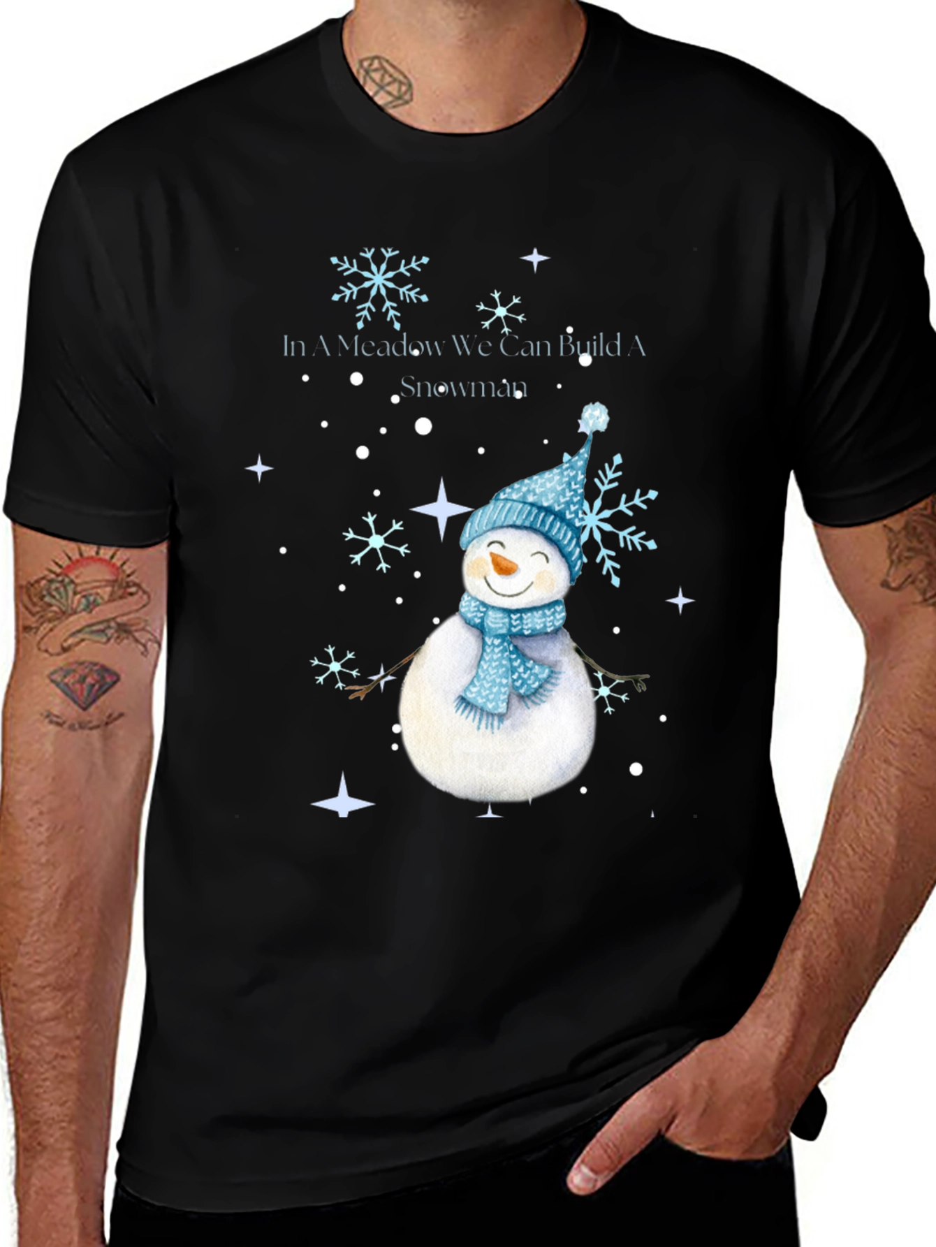 Variant 3 of Snowman Graphic Tee: In a Meadow We Can Build a Snowman