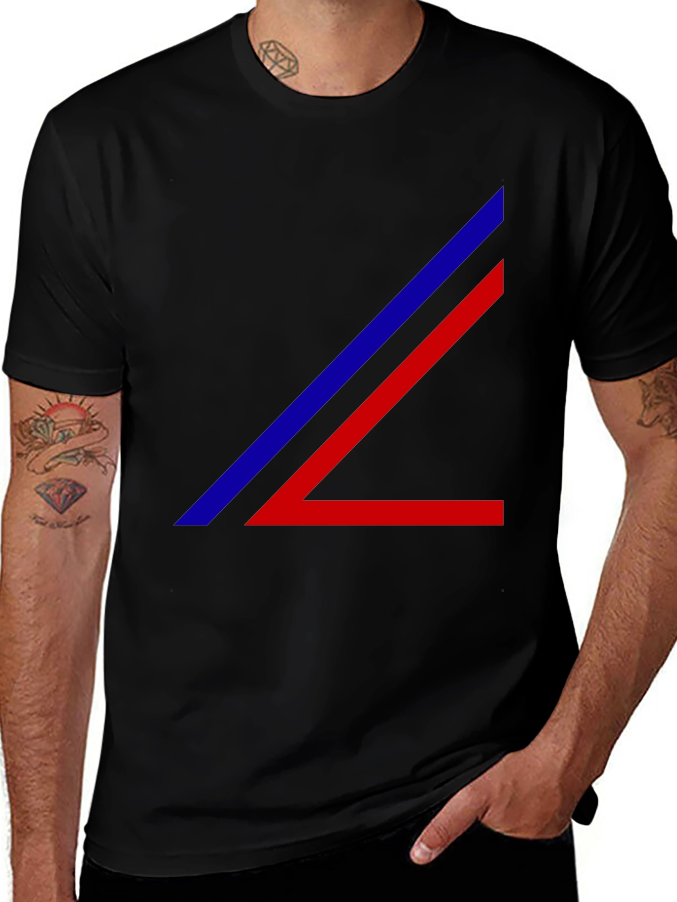 Variant 2 of Modern Angled Stripe Tee - Black