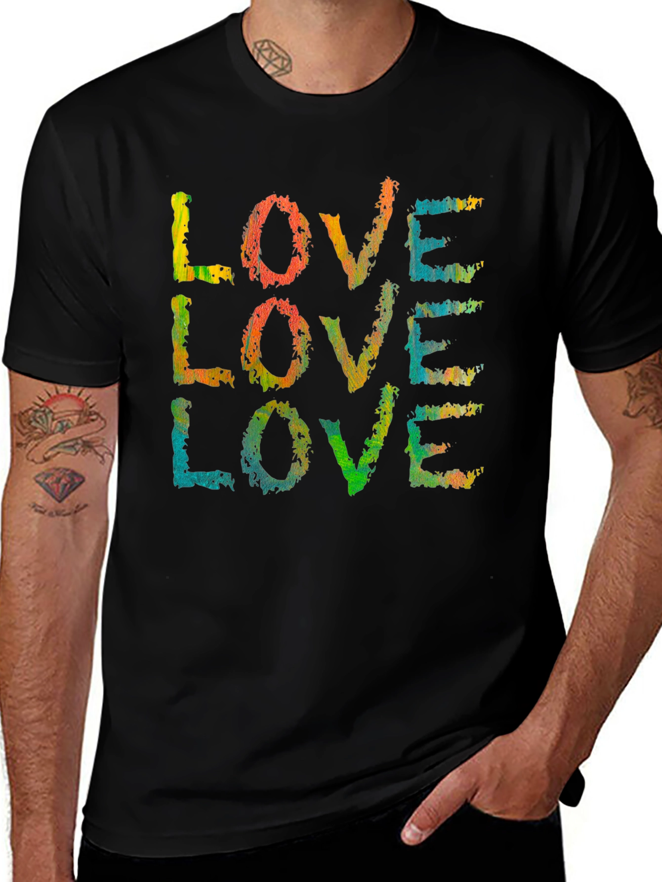 Variant 17 of Colorful "Love" Graphic T-Shirt