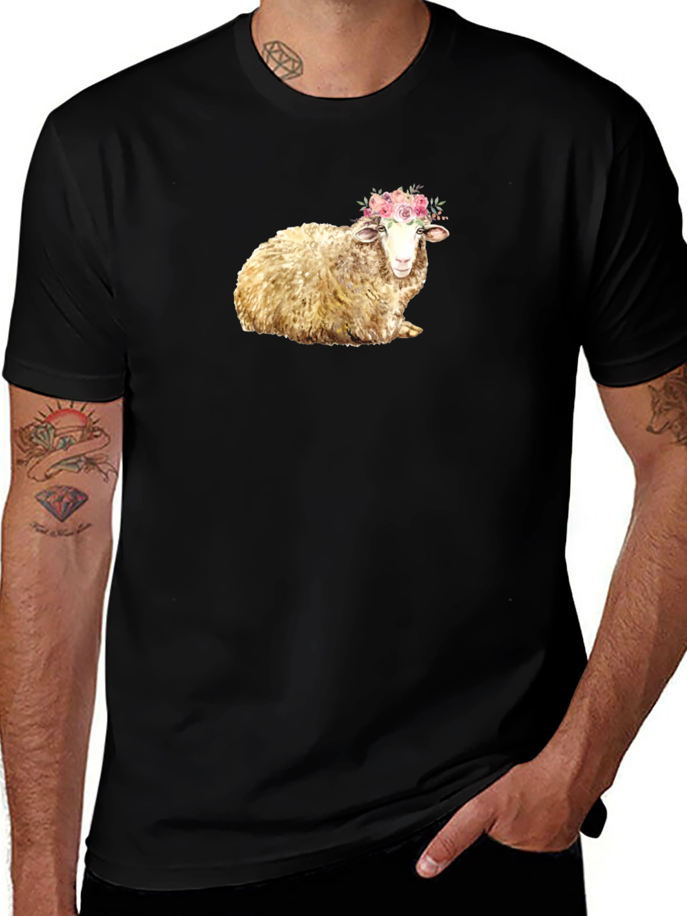 Variant 24 of Floral Crown Sheep Graphic Tee