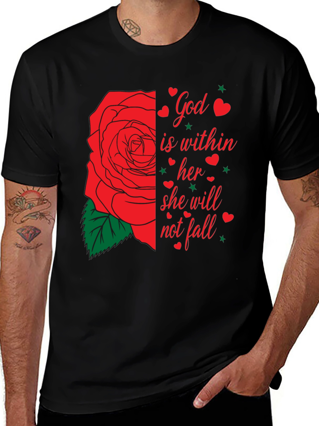 Variant 20 of God Is Within Her T-Shirt, Rose Graphic Tee, Christian Shirt