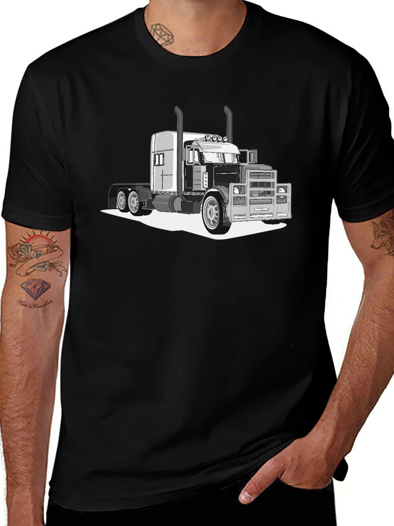 Variant 20 of Truck Graphic Tee - Black