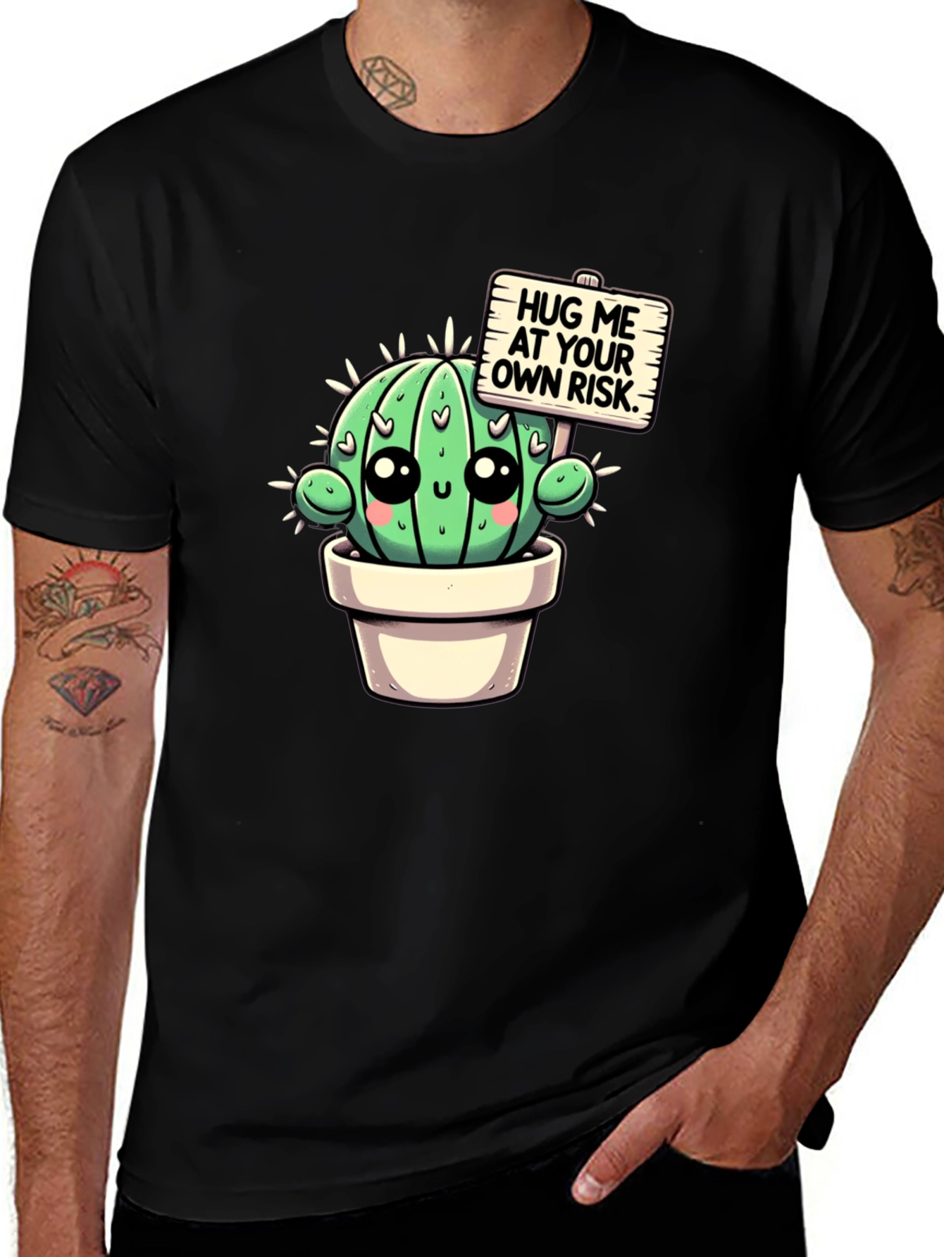 Variant 29 of Cute Cactus T-Shirt - Hug Me At Your Own Risk