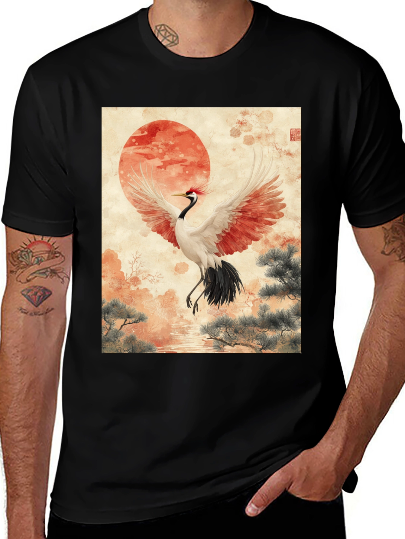 Variant 27 of Crane & Sun Graphic Tee - Black