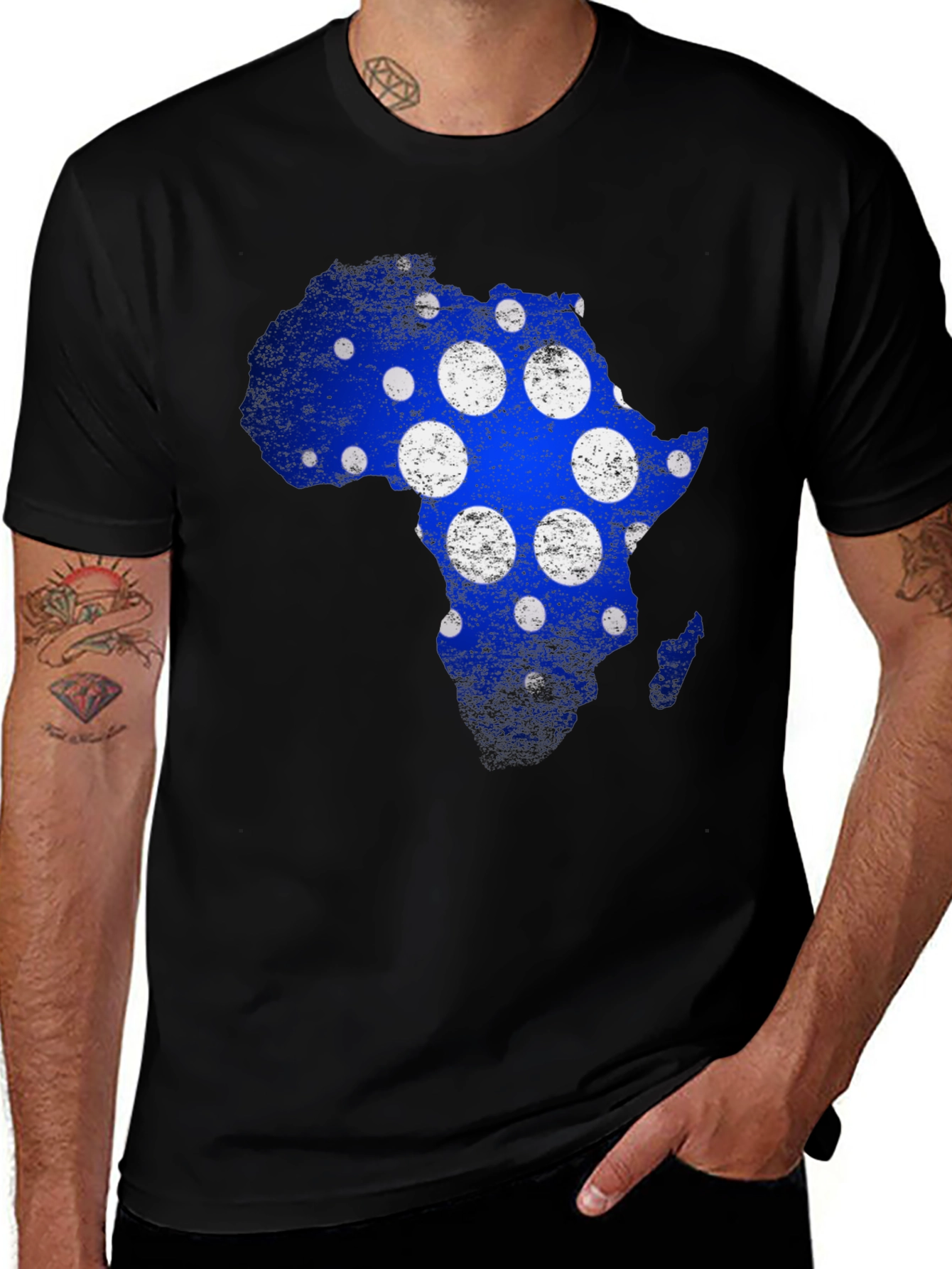 Africa Map Blue & White Polka Dot Graphic Tee