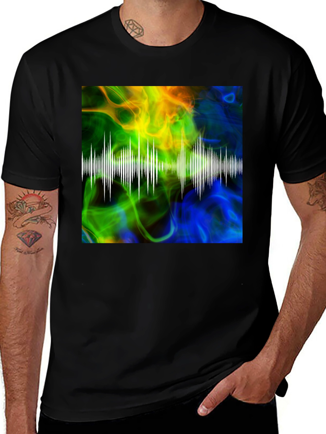 Variant 28 of Abstract Soundwave Graphic Black T-Shirt