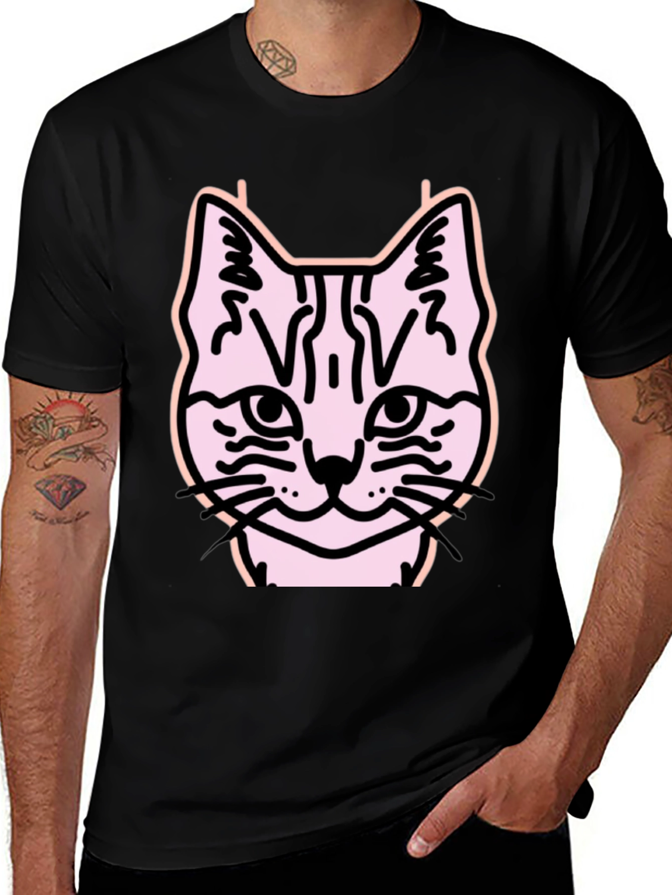 Variant 21 of Cool Cat Graphic Tee - Black Cotton T-Shirt