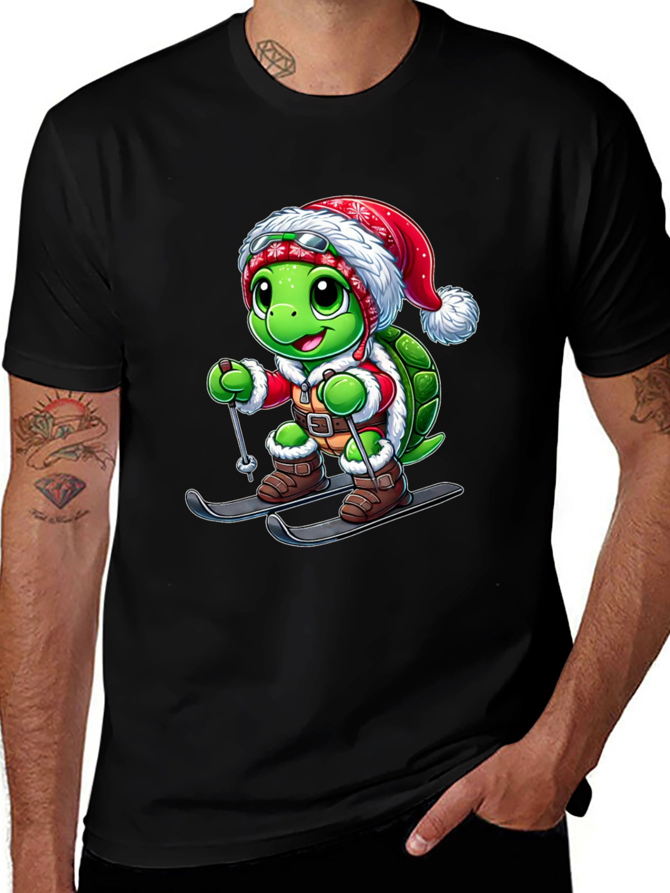 Variant 17 of Festive Turtle Ski T-Shirt