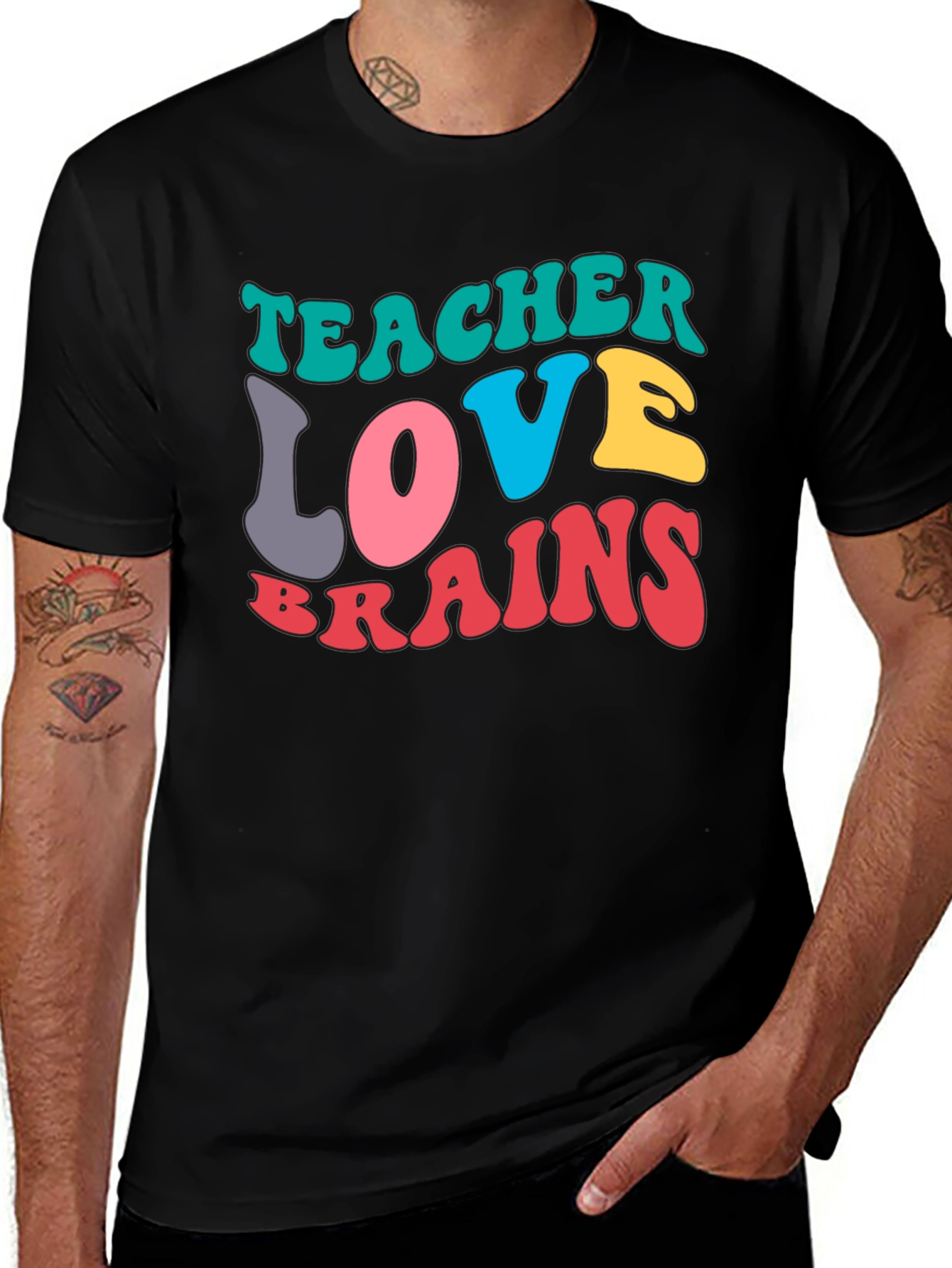 Variant 6 of Teacher Love Brains Graphic T-Shirt - Unisex Short Sleeve Tee