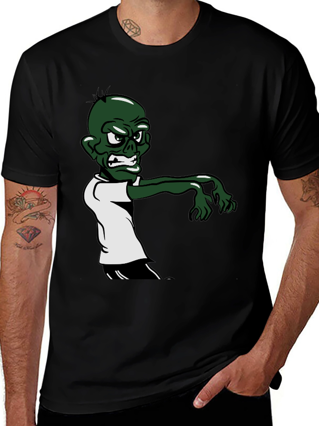 Variant 25 of Zombie Cartoon Graphic Black T-Shirt