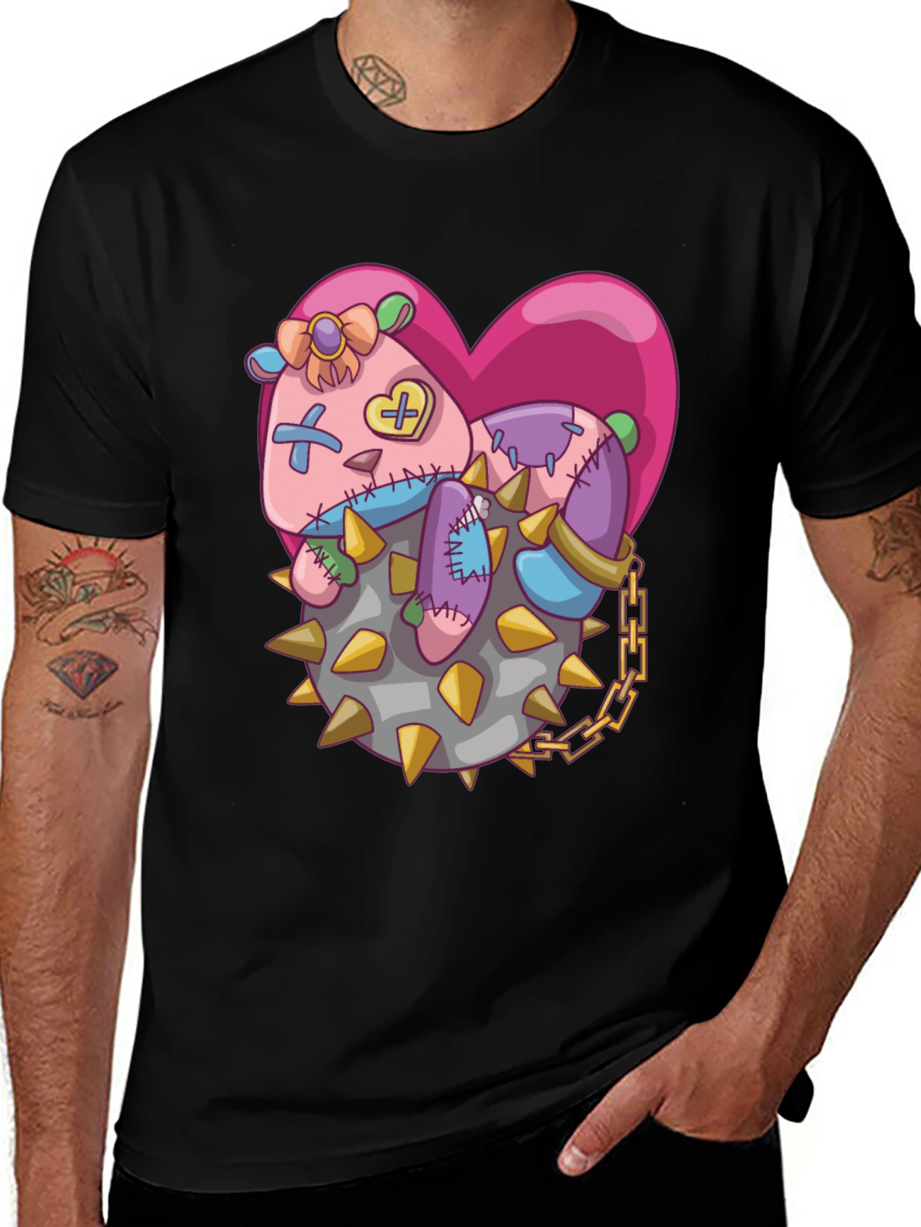 Variant 10 of Voodoo Heart Patchwork Bear Graphic Tee