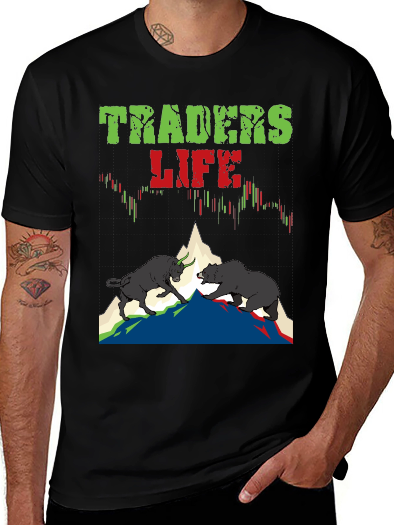 Variant 17 of Traders Life Bull & Bear Graphic T-Shirt