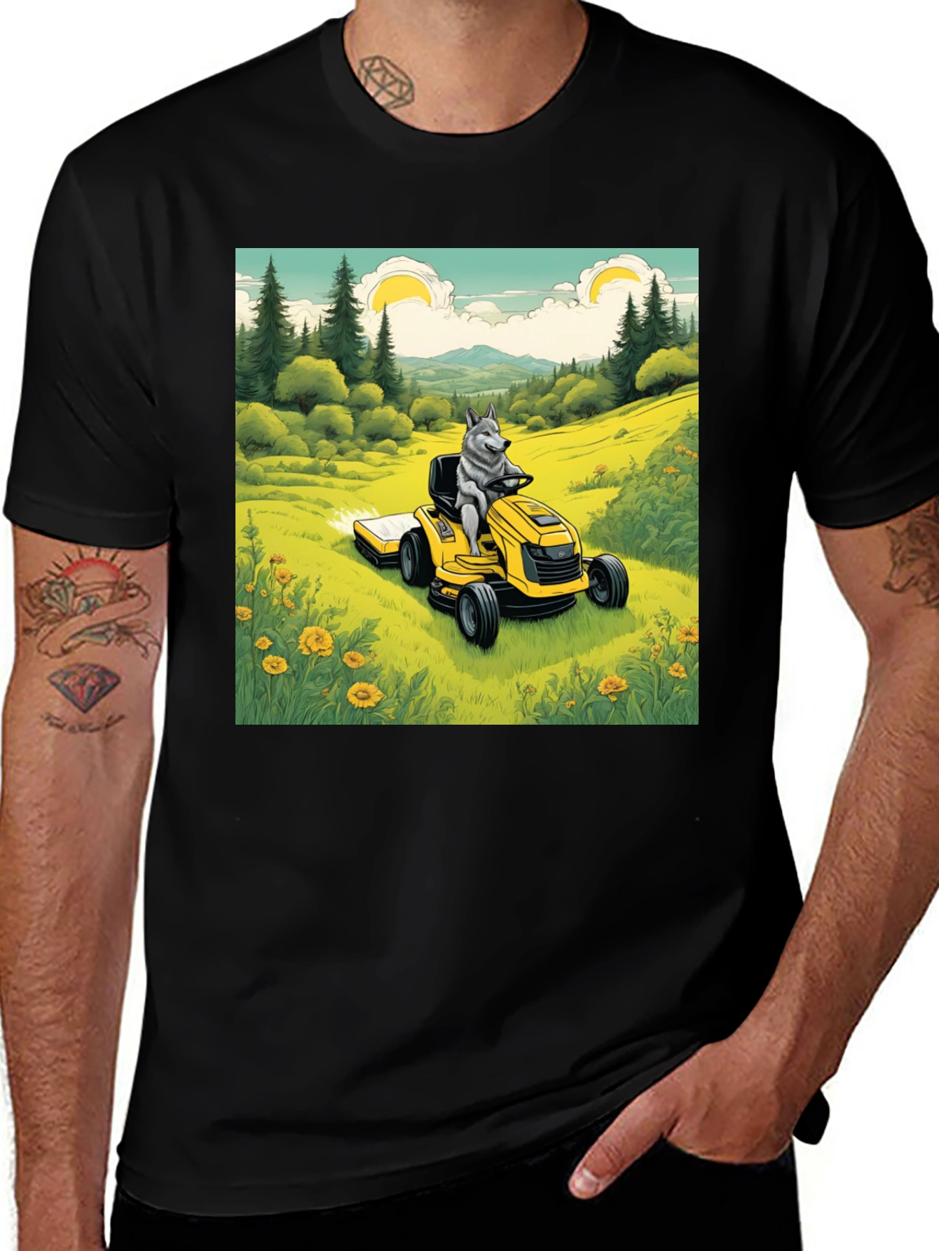 Variant 12 of Funny Dog on Mower Graphic Tee