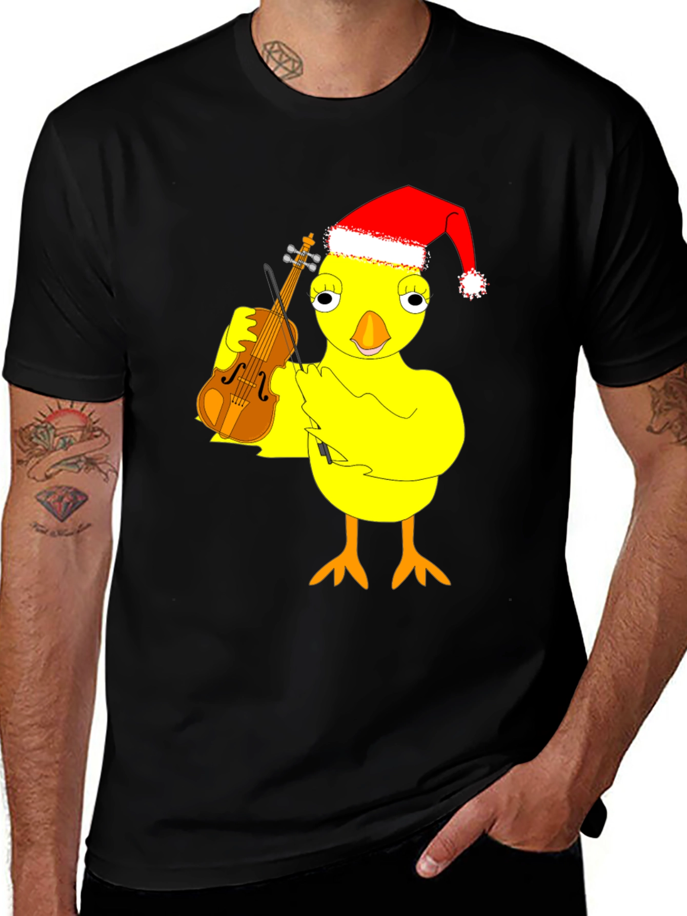 Variant 16 of Festive Chicken Violinist Graphic Tee