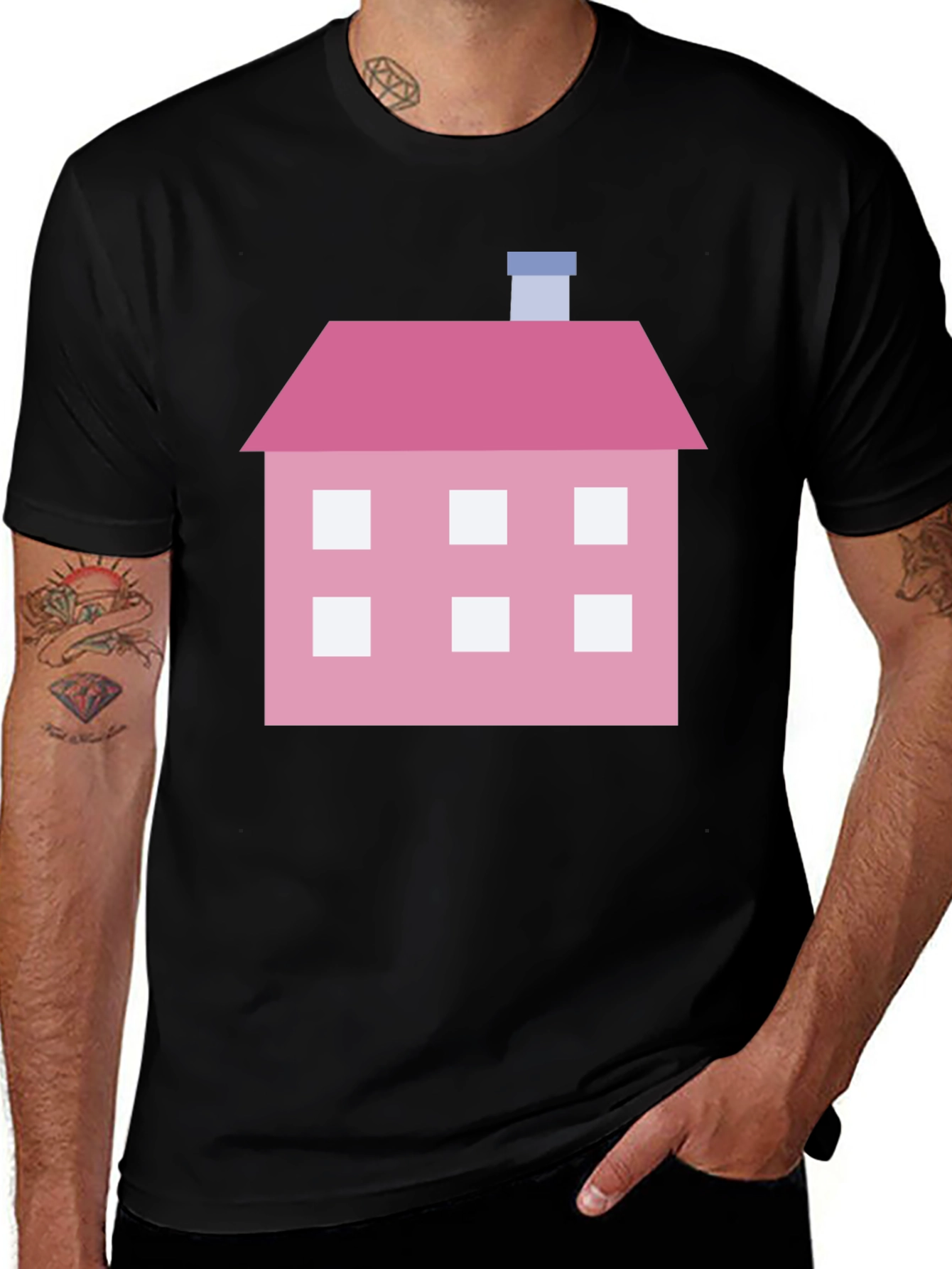 Variant 29 of Pink House Graphic Tee - Fun & Unique Design