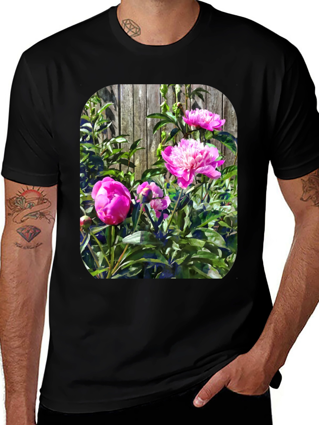 Variant 7 of Floral Graphic Tee - Pink Peonies Design