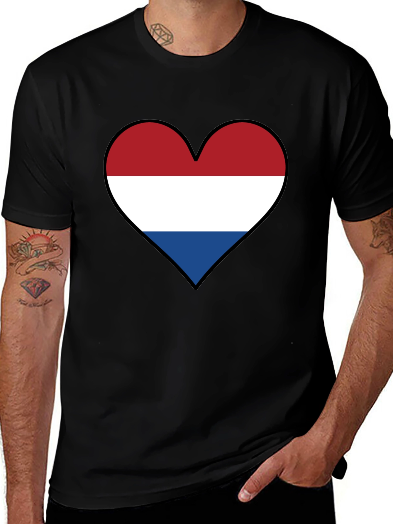 Dutch Flag Heart Graphic T-Shirt