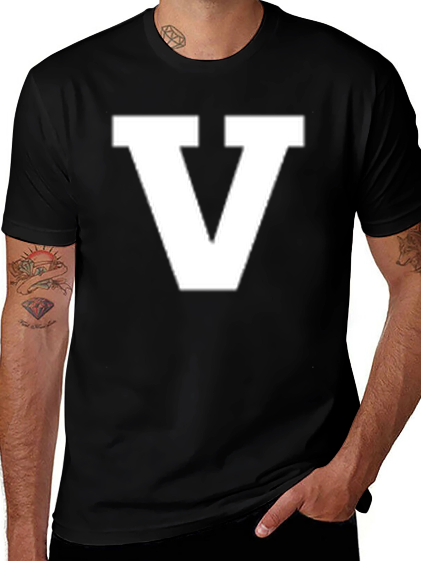 Variant 20 of Bold Letter V Graphic Tee - Classic Black