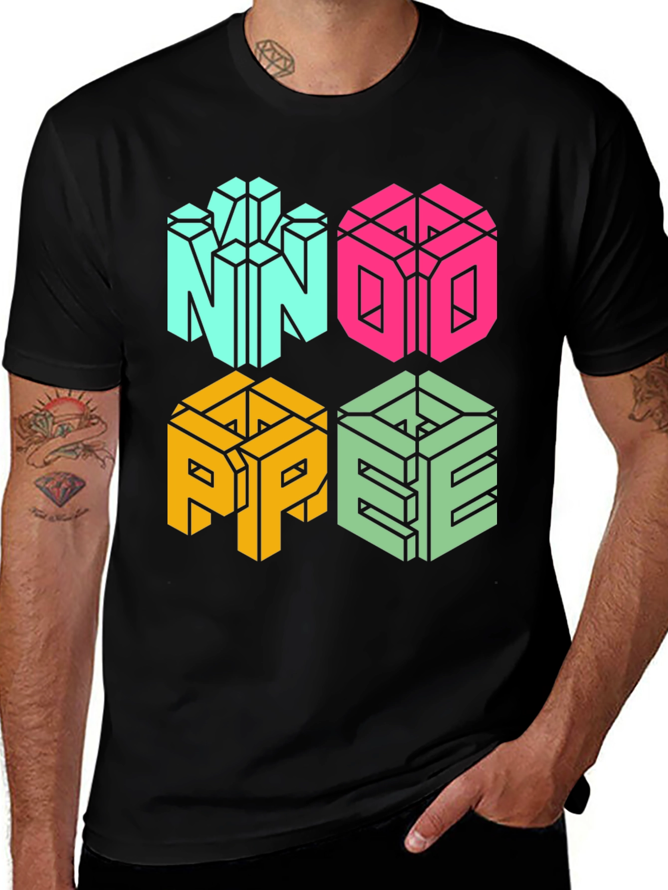Variant 10 of Geometric NOPE Graphic Tee - Cool Cube Design