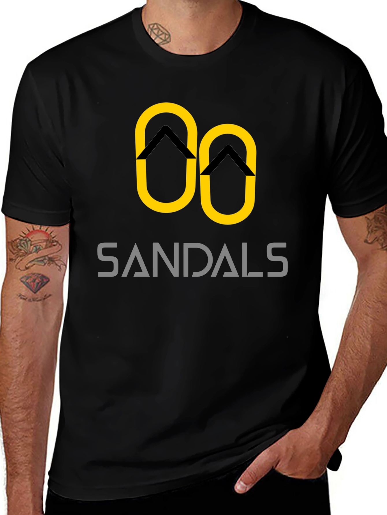 Sandals Graphic Tee - Black Cotton T-Shirt
