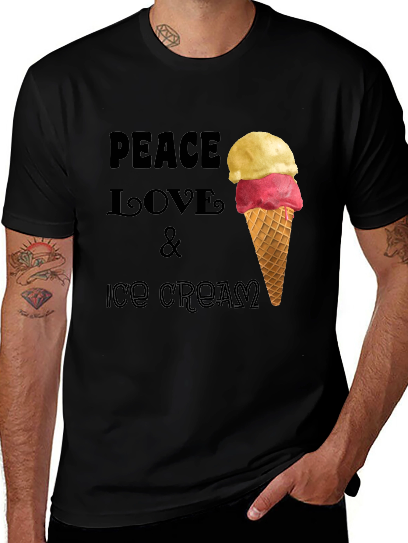 Variant 6 of Peace Love & Ice Cream Graphic T-Shirt