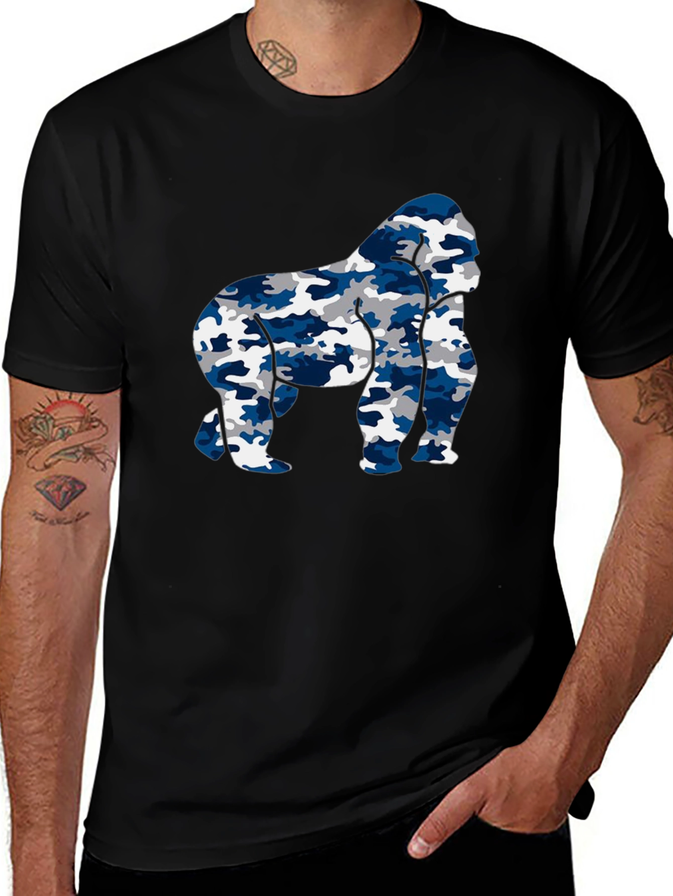 Black Camo Gorilla Graphic Tee - Men's Black T-Shirt main image