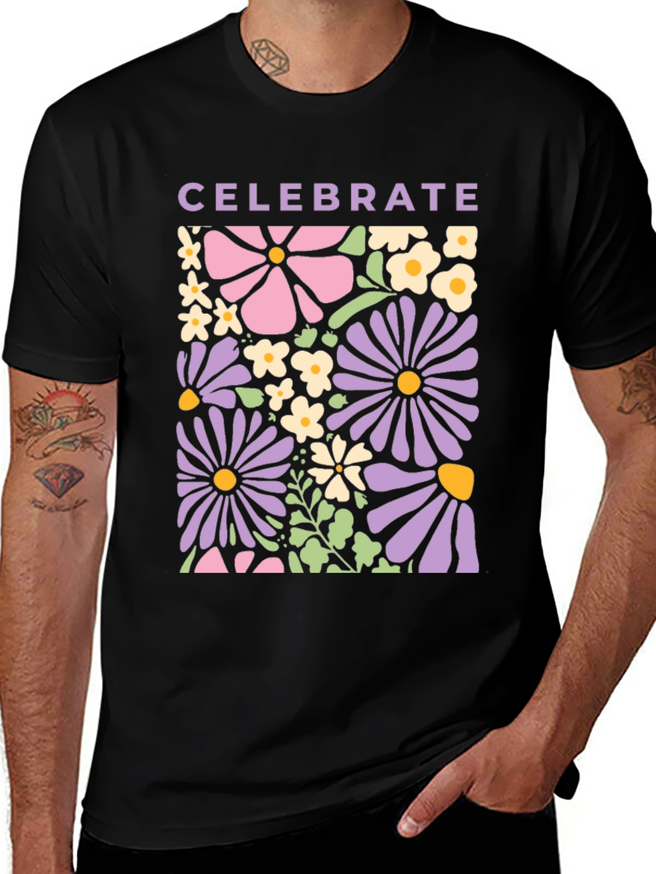 Variant 29 of Celebrate Floral Graphic Tee - Retro Flower Power Shirt