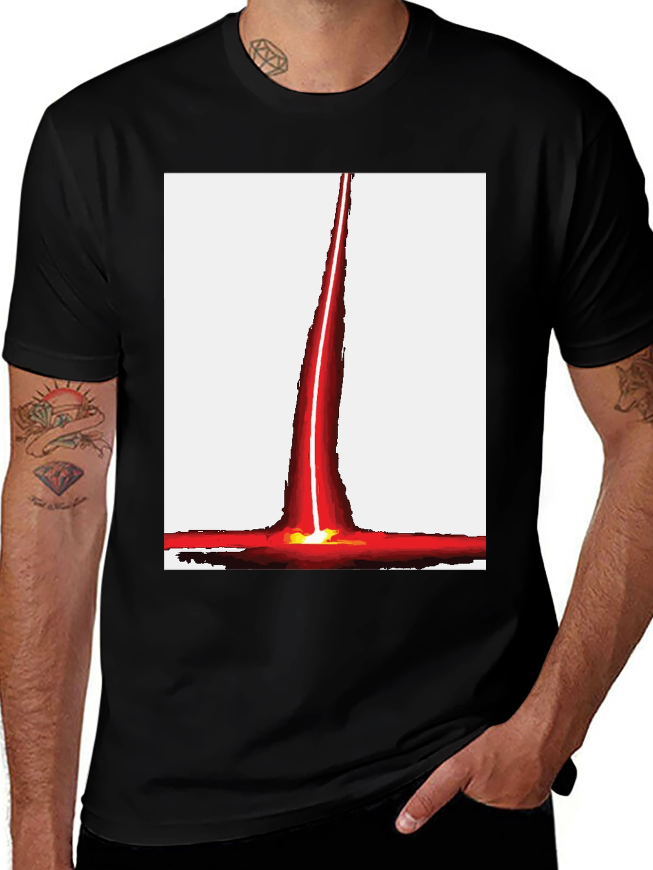 Variant 6 of Red Beam Graphic Tee - Unique Design