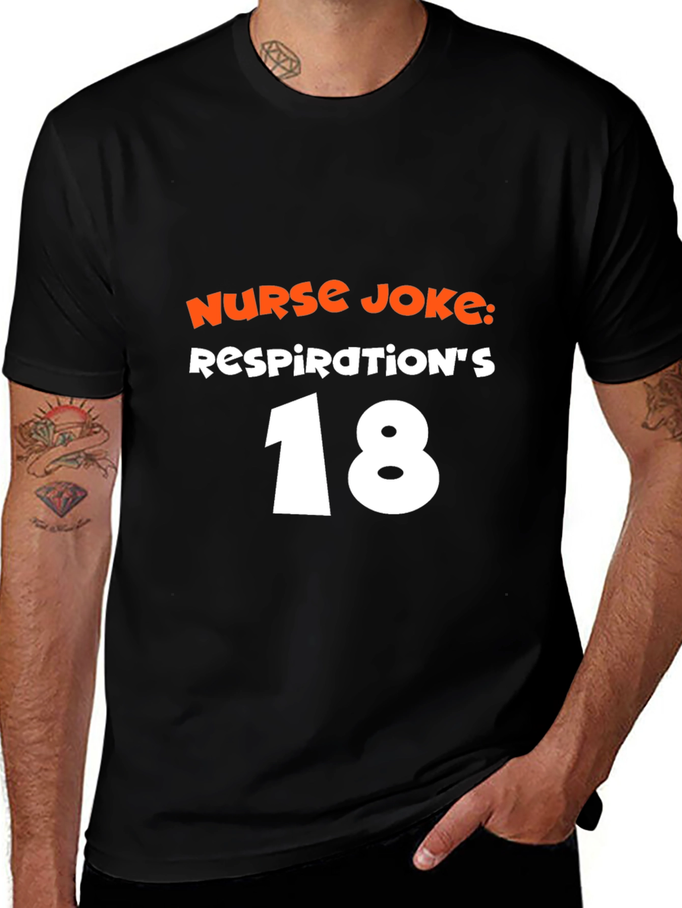 Variant 12 of Nurse Joke T-Shirt - Respiration 18 Funny Graphic Tee