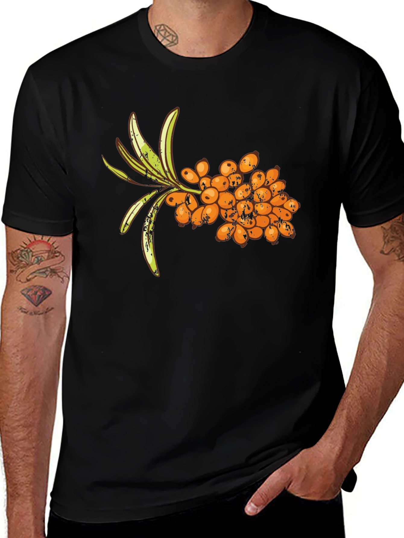 Variant 27 of Sea Buckthorn Berry T-Shirt - Unique Fruit Design