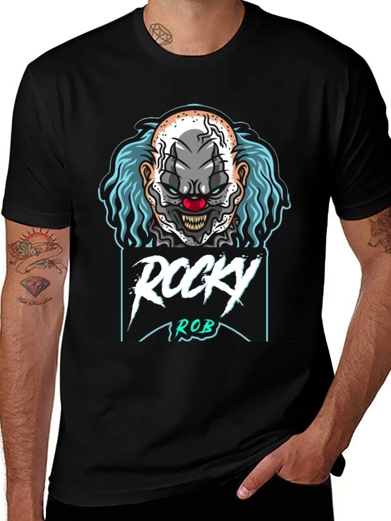 Variant 10 of Rocky Rob Clown Graphic T-Shirt - Black