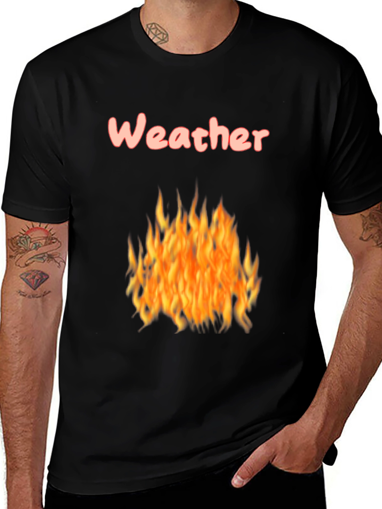 Variant 27 of Fiery Weather Graphic Tee - Men's Black T-Shirt