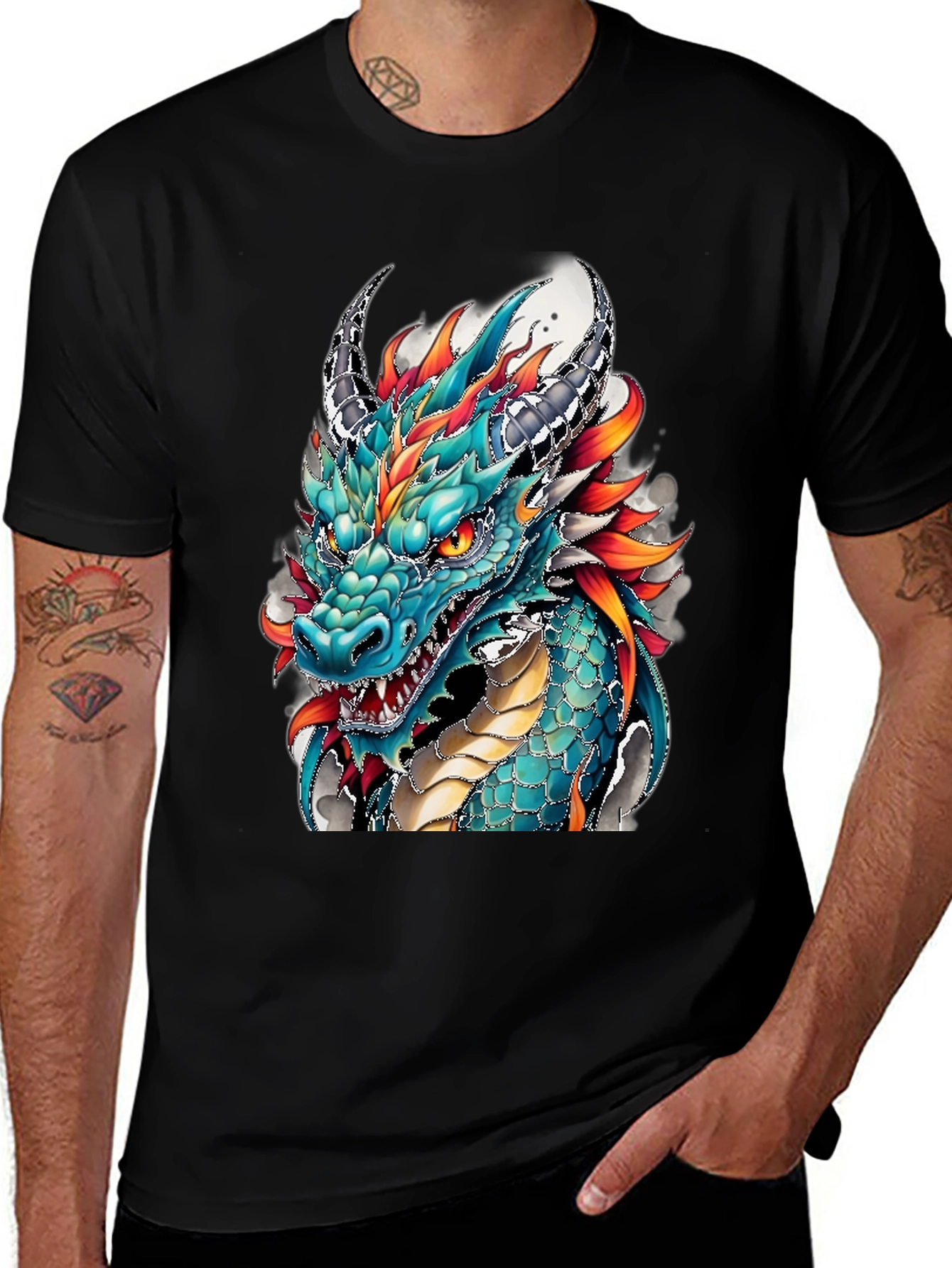 Variant 7 of Dragon Graphic Tee - Stylish Black T-Shirt