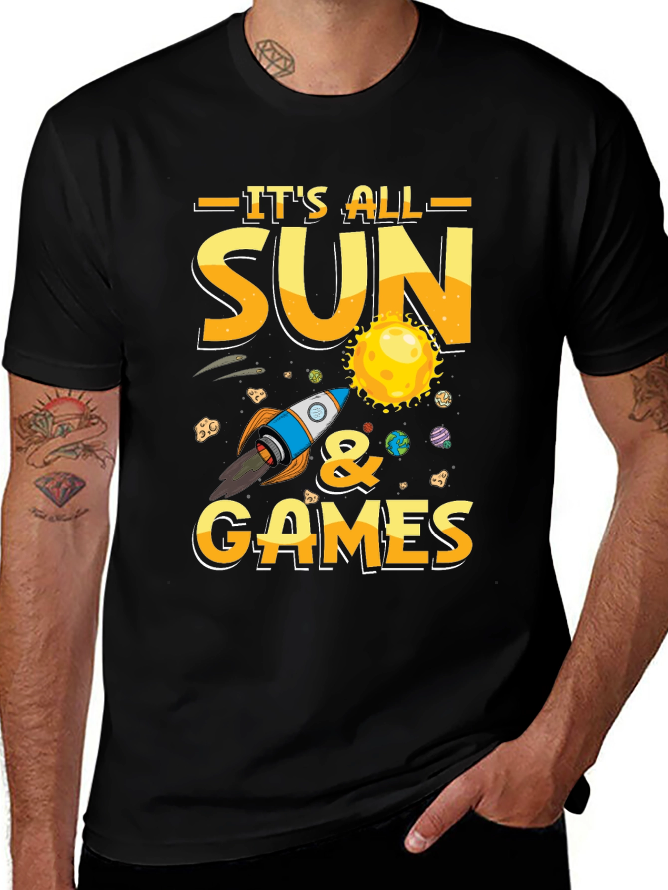 Variant 5 of It's All Sun & Games Black Graphic T-Shirt