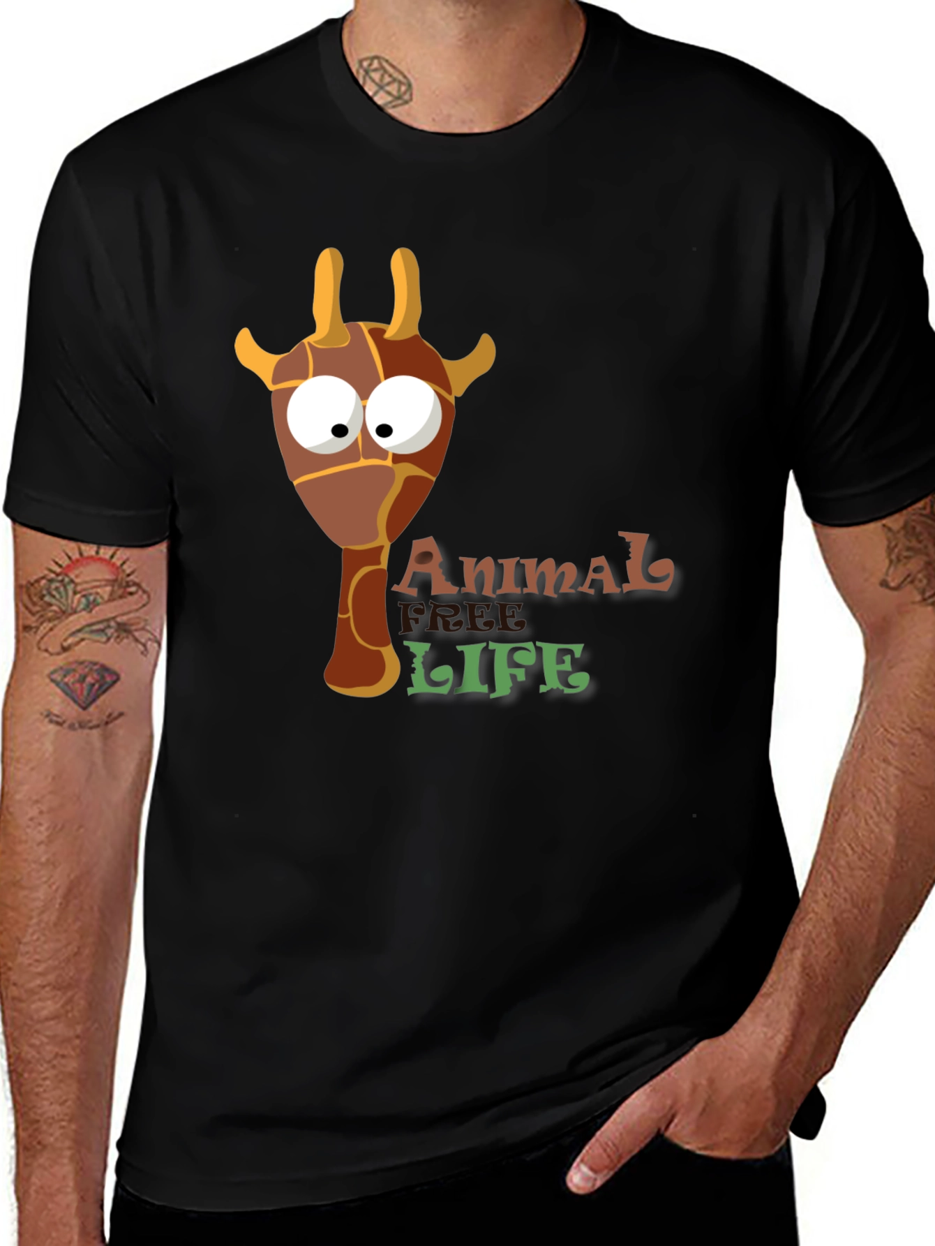 Variant 3 of Cartoon Giraffe Animal Life Graphic Tee