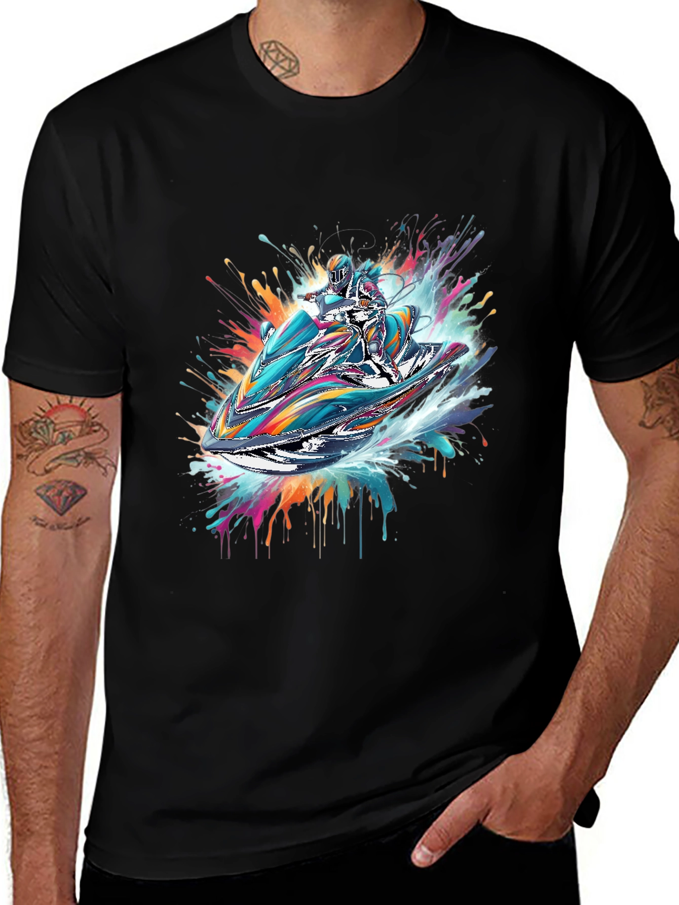 Variant 16 of Jet Ski Rider Black T-Shirt - Vibrant Design