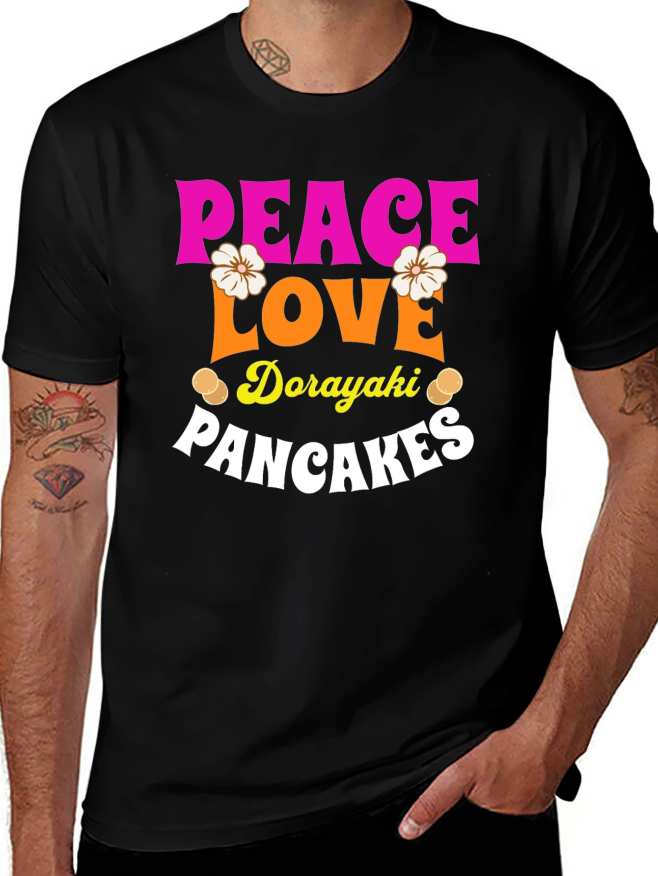 Peace Love Dorayaki Pancakes Graphic T-Shirt