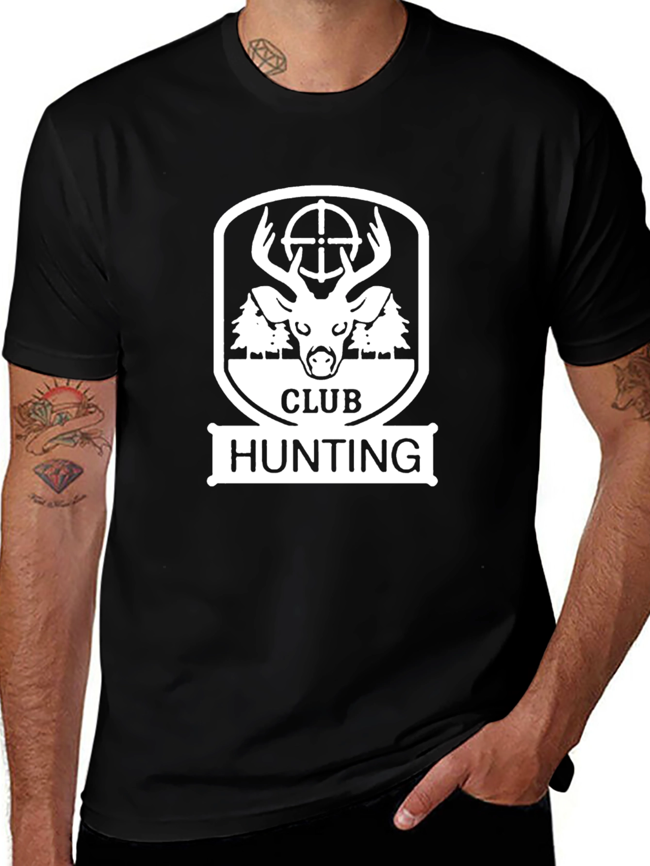 Variant 20 of Hunting Club Tee - Deer Target Graphic Black T-Shirt